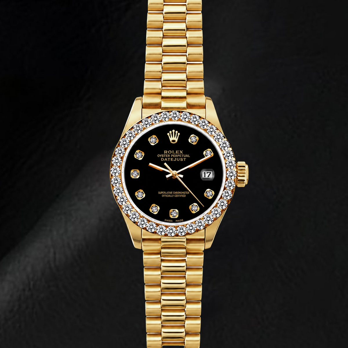 Rolex Datejust 69178 26mm Black Diamond Dial Yellow Gold Watch