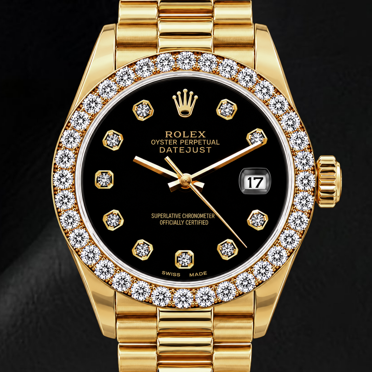 Rolex Datejust 69178 26mm Black Diamond Dial Yellow Gold Watch