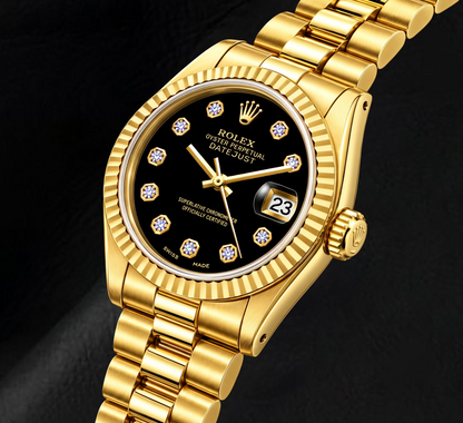 Rolex Datejust 69178 26mm Black Diamond Dial Yellow Gold Watch