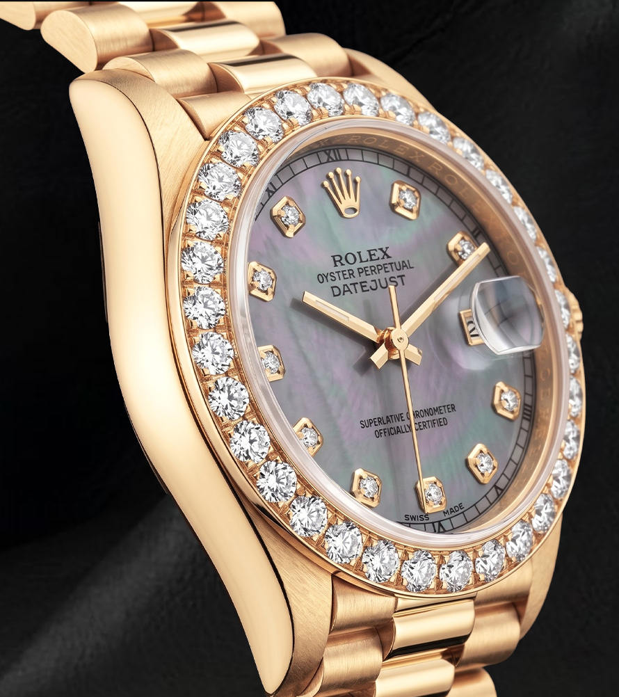 Rolex Datejust 69178 26mm Blue Mother of Pearl Diamond Dial Yellow Gold 18K Watch