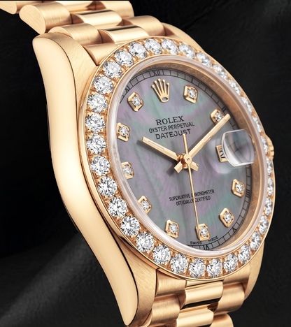 Rolex Datejust 69178 26mm Blue Mother of Pearl Diamond Dial Yellow Gold 18K Watch