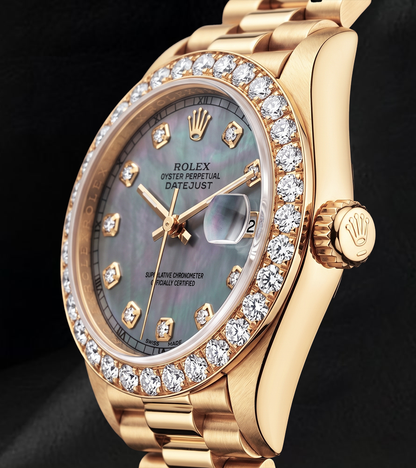 Rolex Datejust 69178 26mm Blue Mother of Pearl Diamond Dial Yellow Gold 18K Watch