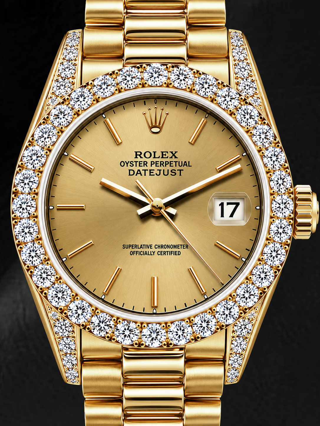 Rolex Datejust 69178 26mm Champagne Stick Dial Yellow Gold Watch
