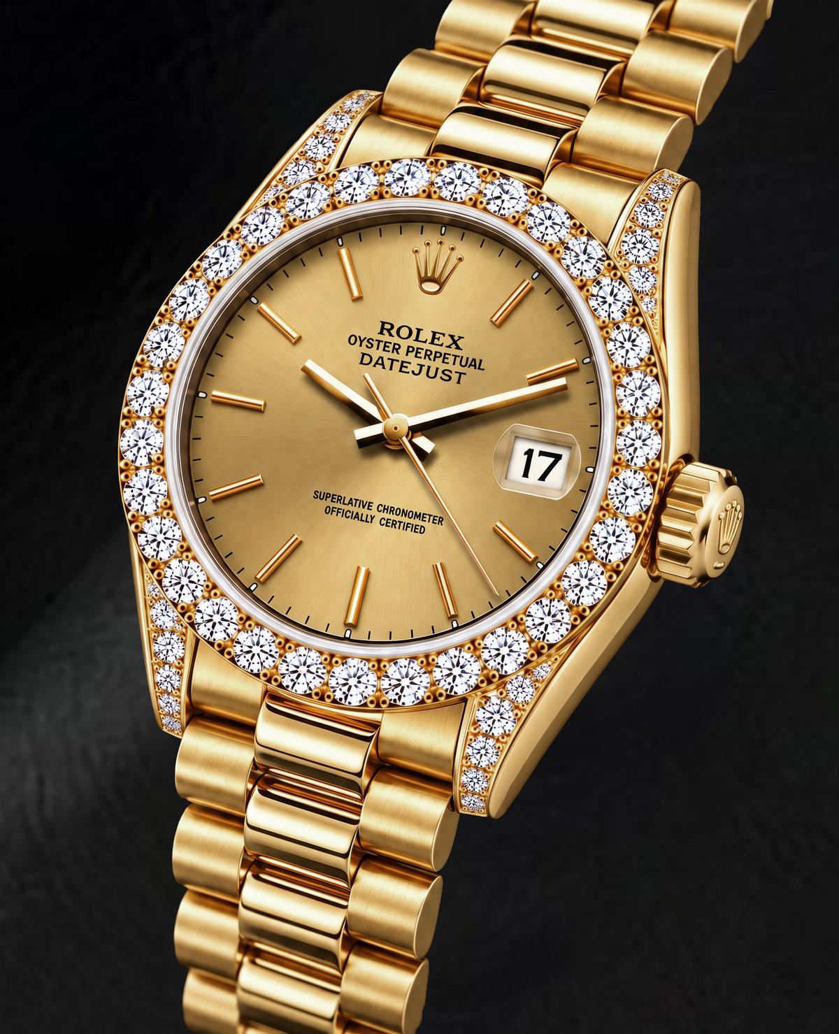 Rolex Datejust 69178 26mm Champagne Stick Dial Yellow Gold Watch