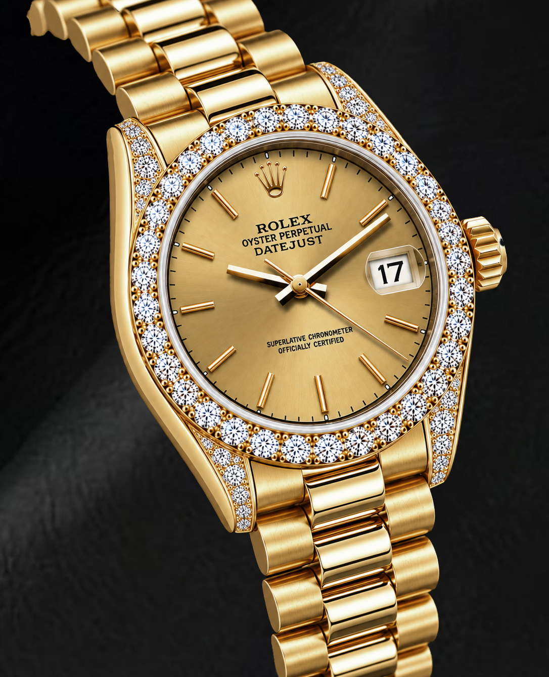 Rolex Datejust 69178 26mm Champagne Stick Dial Yellow Gold Watch