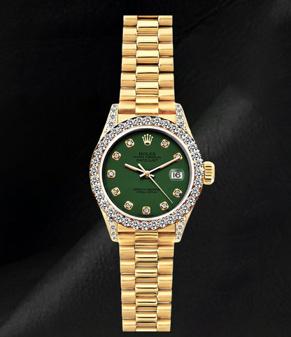 Rolex Datejust 69178 26mm Green Diamond Dial Diamond Yellow Gold 18K Watch