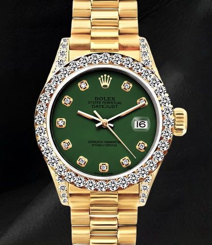 Rolex Datejust 69178 26mm Green Diamond Dial Diamond Yellow Gold 18K Watch