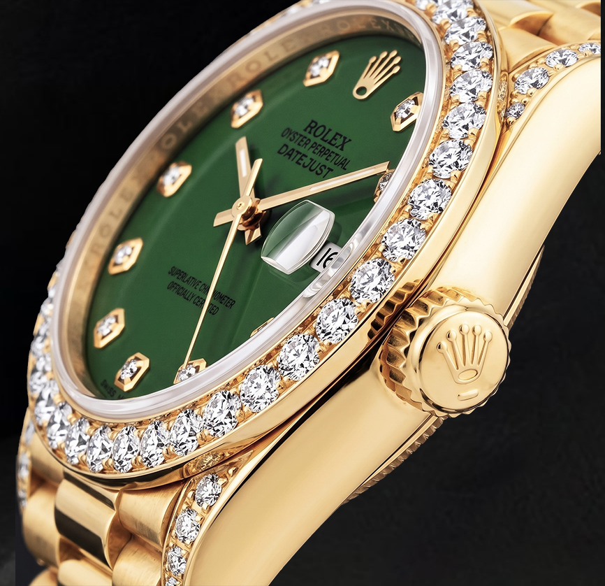 Rolex Datejust 69178 26mm Green Diamond Dial Diamond Yellow Gold 18K Watch