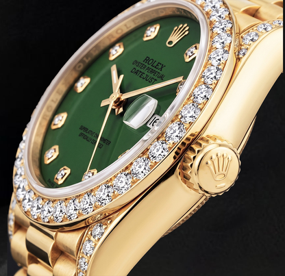 Rolex Datejust 69178 26mm Green Diamond Dial Diamond Yellow Gold 18K Watch