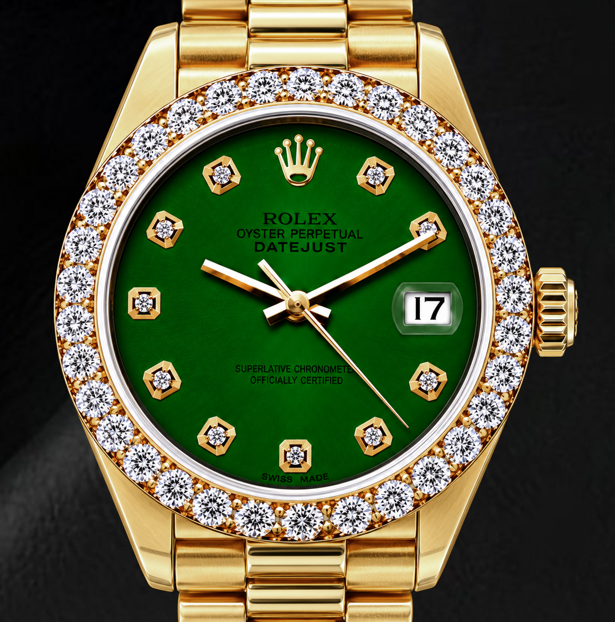 Rolex Datejust 69178 26mm Green Diamond Dial Yellow Gold Watch