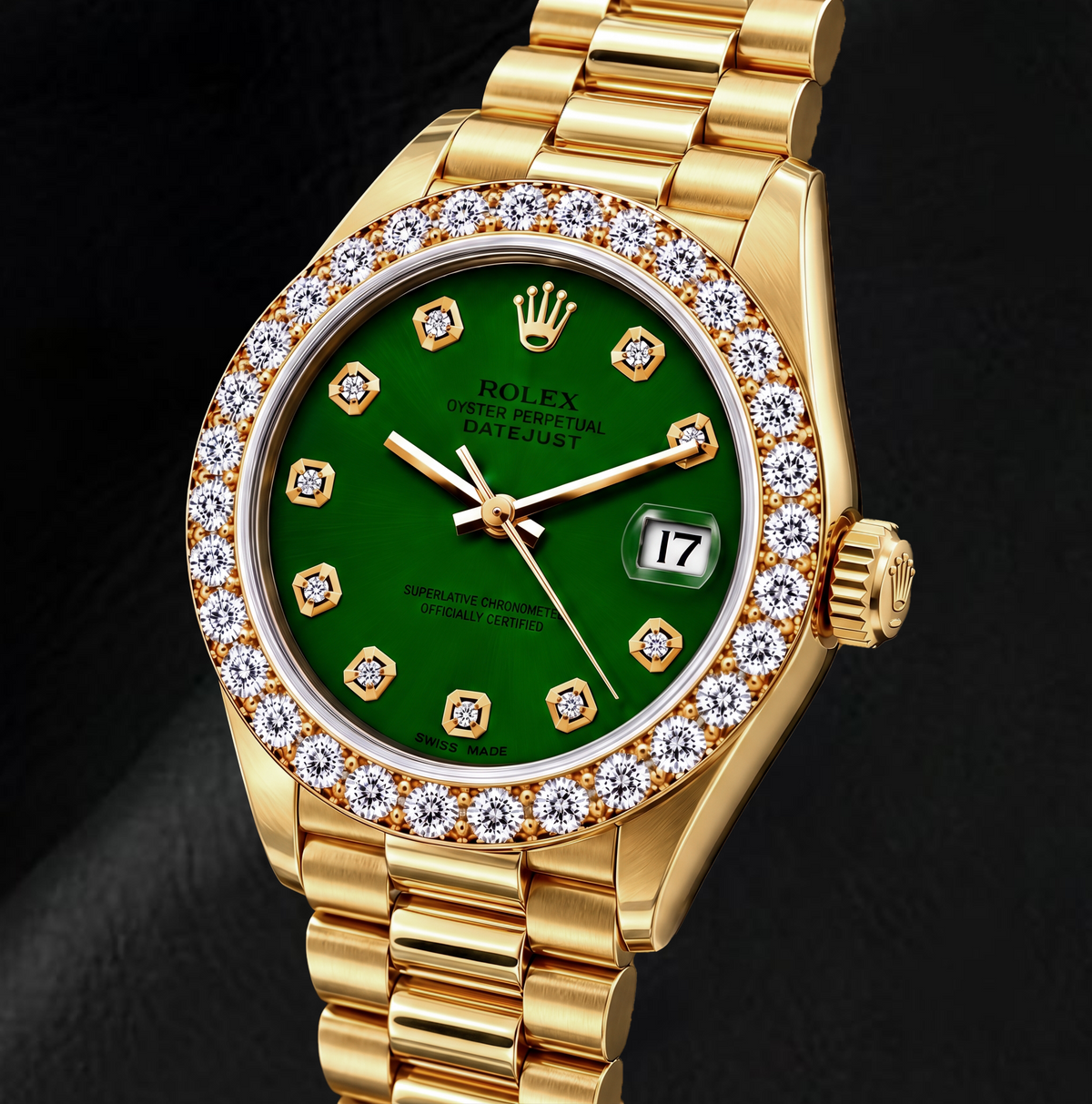 Rolex Datejust 69178 26mm Green Diamond Dial Yellow Gold Watch