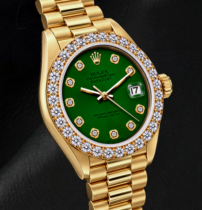 Rolex Datejust 69178 26mm Green Diamond Dial Yellow Gold Watch