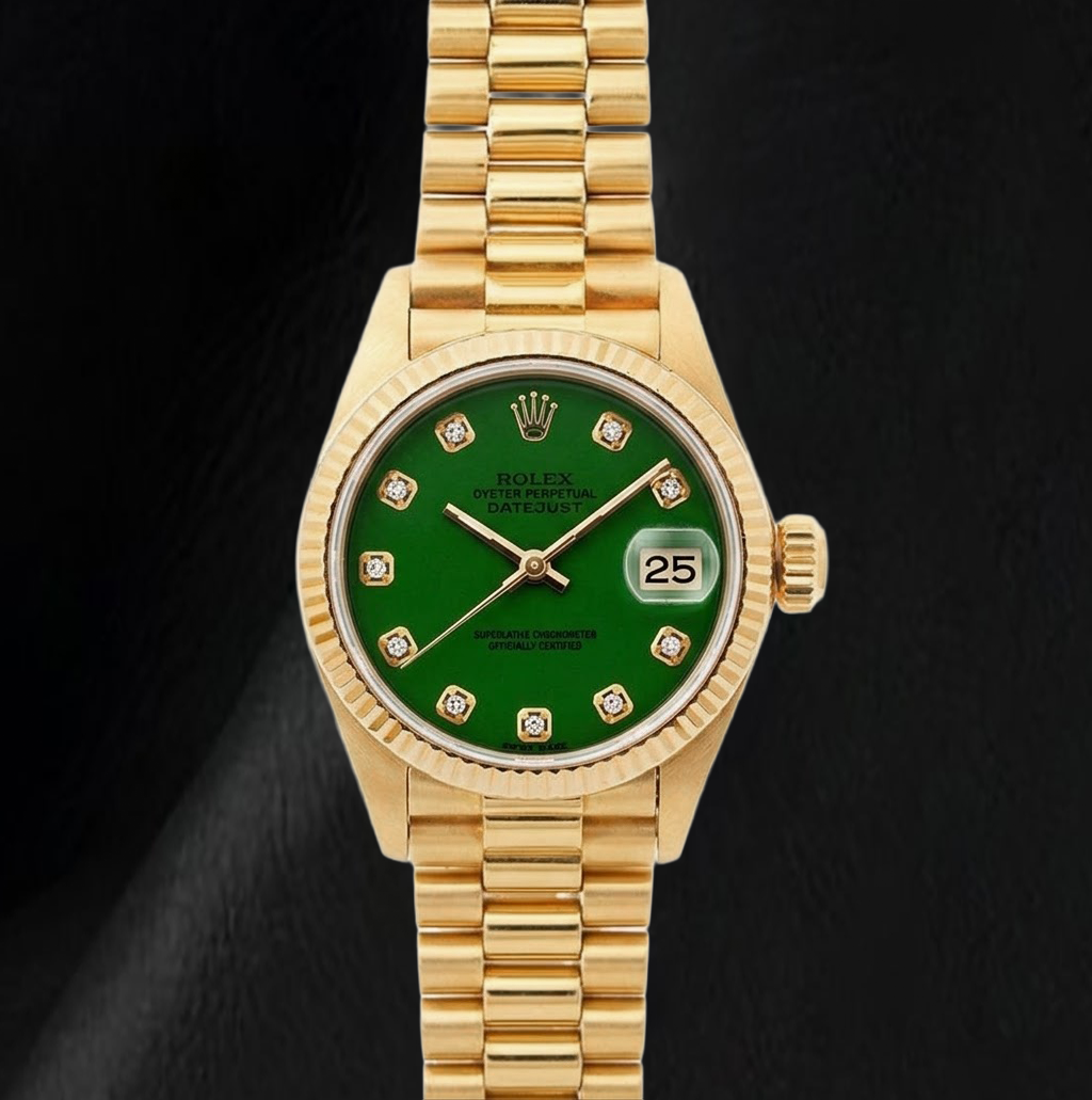 Rolex Datejust 69178 26mm Green Diamond Dial Yellow Gold Watch