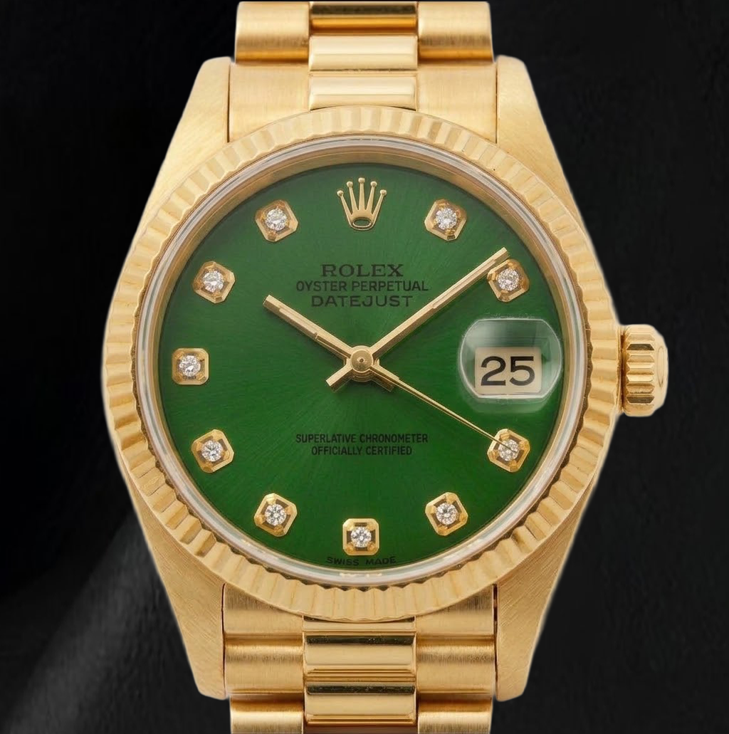 Rolex Datejust 69178 26mm Green Diamond Dial Yellow Gold Watch