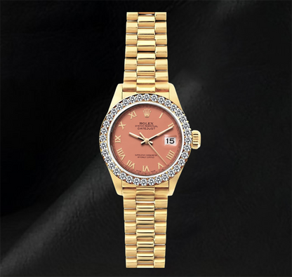 Rolex Datejust 69178 26mm Orange Roman Dial 18K Yellow Gold Watch