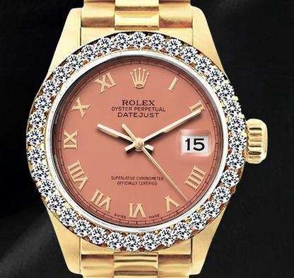Rolex Datejust 69178 26mm Orange Roman Dial 18K Yellow Gold Watch