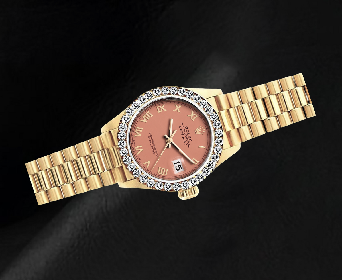 Rolex Datejust 69178 26mm Orange Roman Dial 18K Yellow Gold Watch