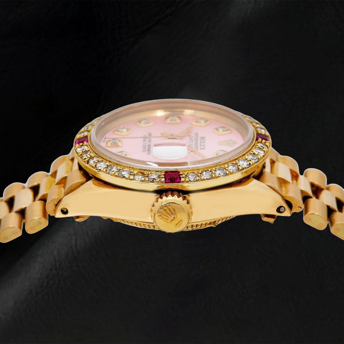 Rolex Datejust 69178 26mm Pink Diamond Dial Yellow Gold President Bracelet Watch