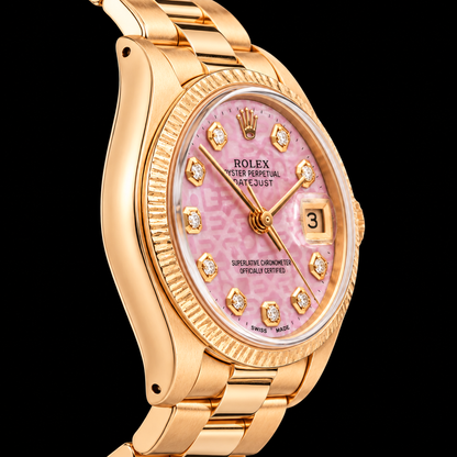 Rolex Datejust 69178 26mm Pink Jubilee Diamond Dial Yellow Gold President Bracelet Watch