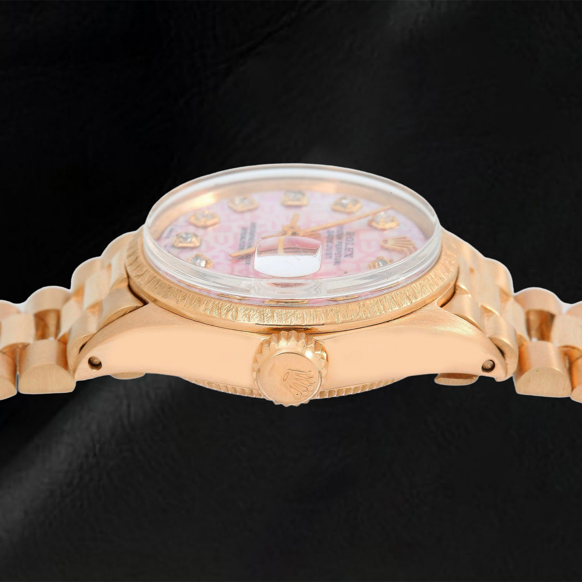 Rolex Datejust 69178 26mm Pink Jubilee Diamond Dial Yellow Gold President Bracelet Watch