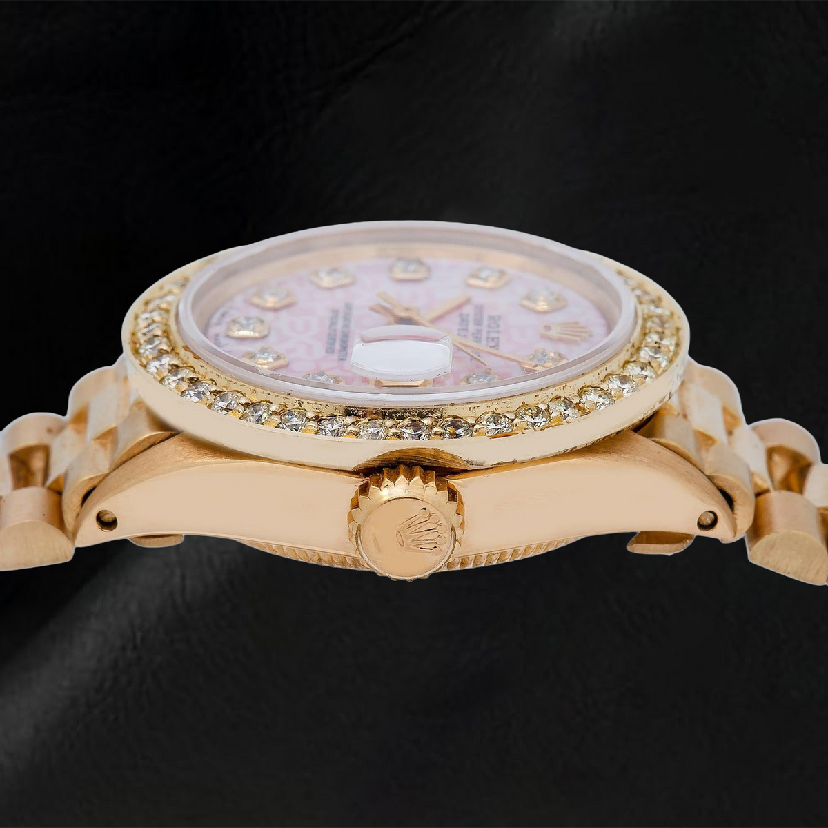 Rolex Datejust 69178 26mm Pink Jubilee Diamond Dial Yellow Gold President Bracelet Watch