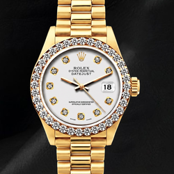 Rolex Datejust 69178 26mm Silver Diamond Dial Yellow Gold Watch 18K