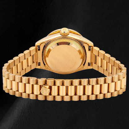 Rolex Datejust 69178 26mm Silver Linen Diamond Dial Yellow Gold Watch 18K