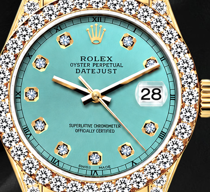 Rolex Datejust 69178 26mm Turquoise Diamond Dial Yellow Gold President Bracelet 18K Watch