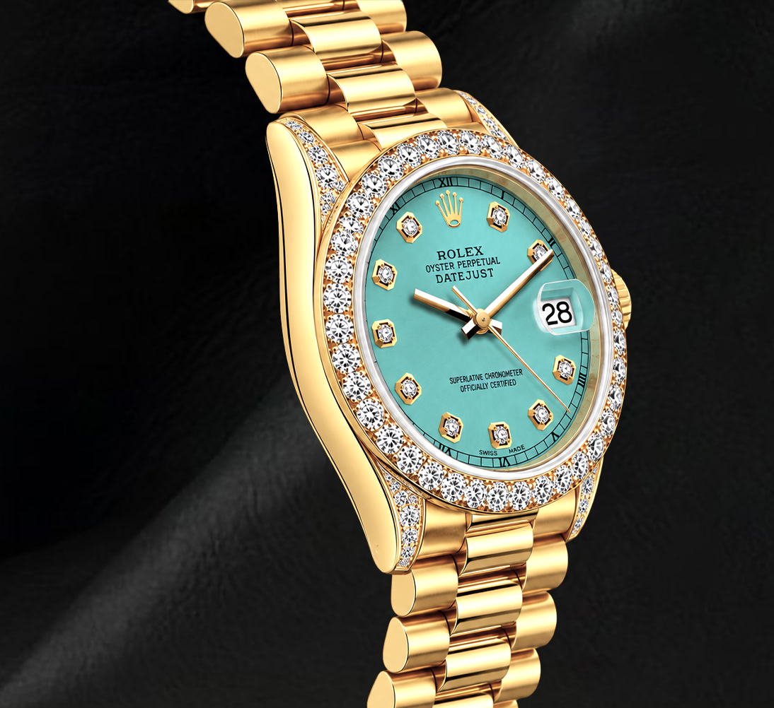 Rolex Datejust 69178 26mm Turquoise Diamond Dial Yellow Gold President Bracelet 18K Watch