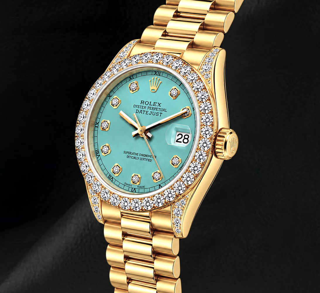 Rolex Datejust 69178 26mm Turquoise Diamond Dial Yellow Gold President Bracelet 18K Watch