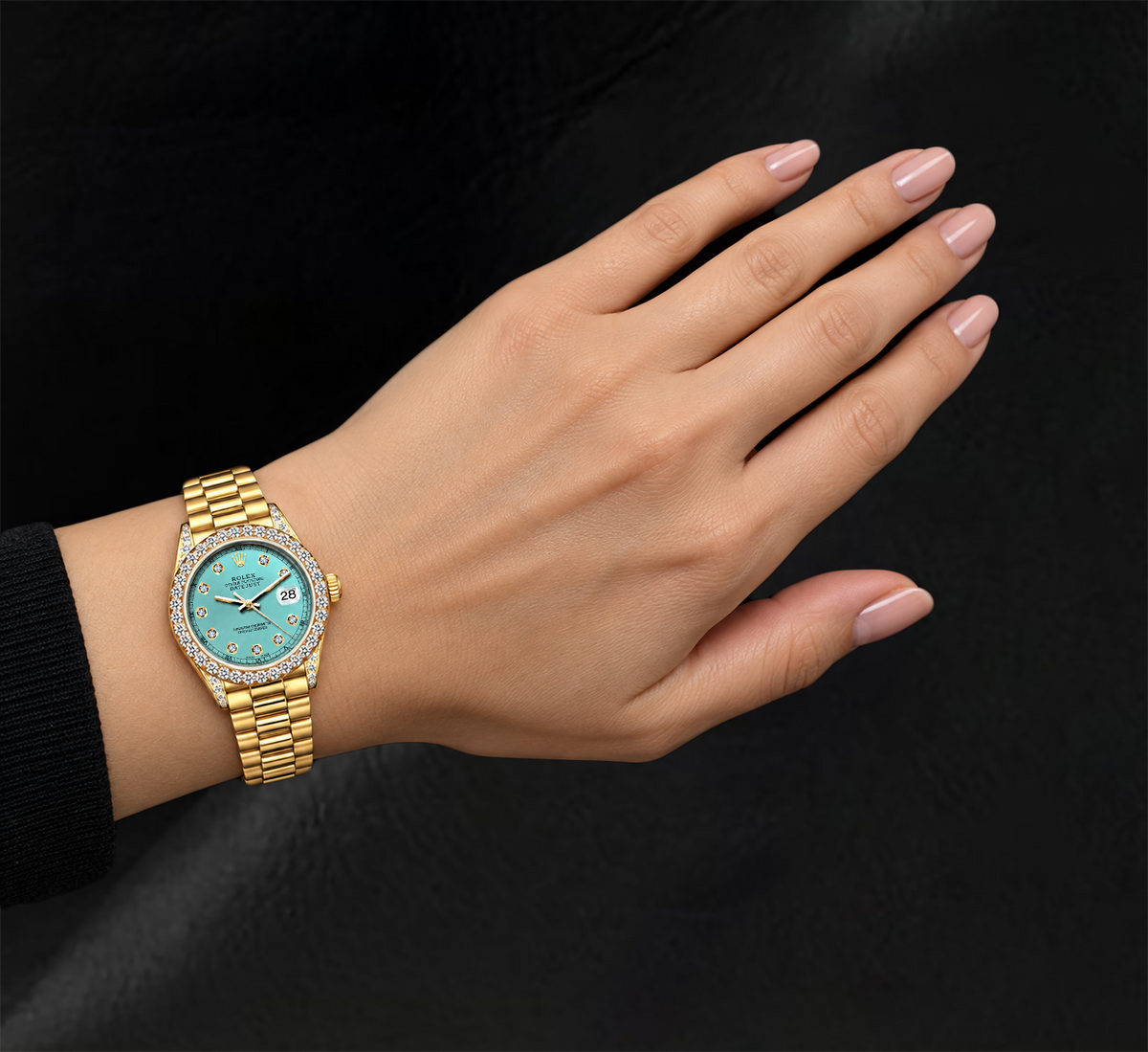 Rolex Datejust 69178 26mm Turquoise Diamond Dial Yellow Gold President Bracelet 18K Watch