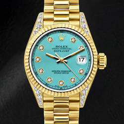 Rolex Datejust 69178 26mm Turquoise Diamond Dial Yellow Gold Watch