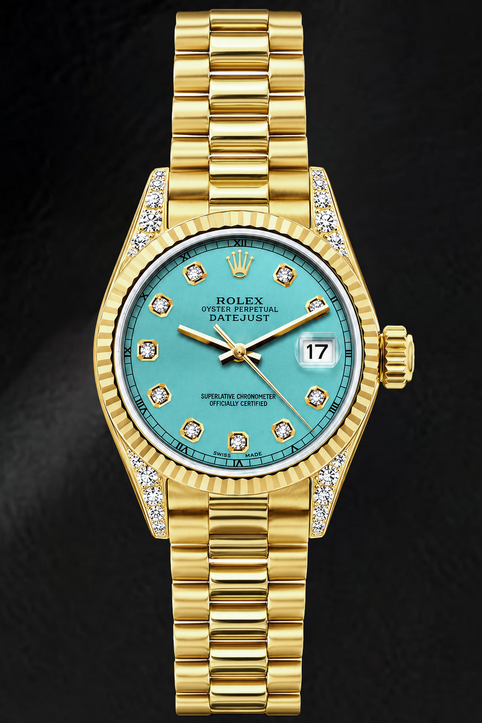 Rolex Datejust 69178 26mm Turquoise Diamond Dial Yellow Gold Watch ...