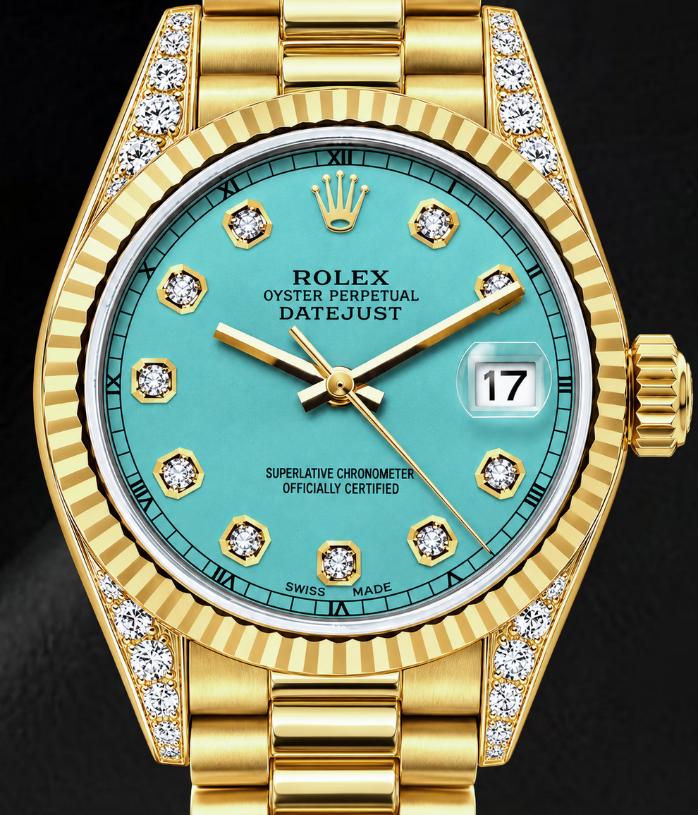 Rolex Datejust 69178 26mm Turquoise Diamond Dial Yellow Gold Watch ...