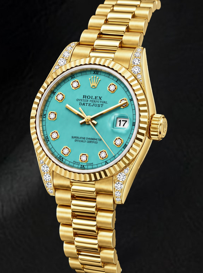 Rolex Datejust 69178 26mm Turquoise Diamond Dial Yellow Gold Watch