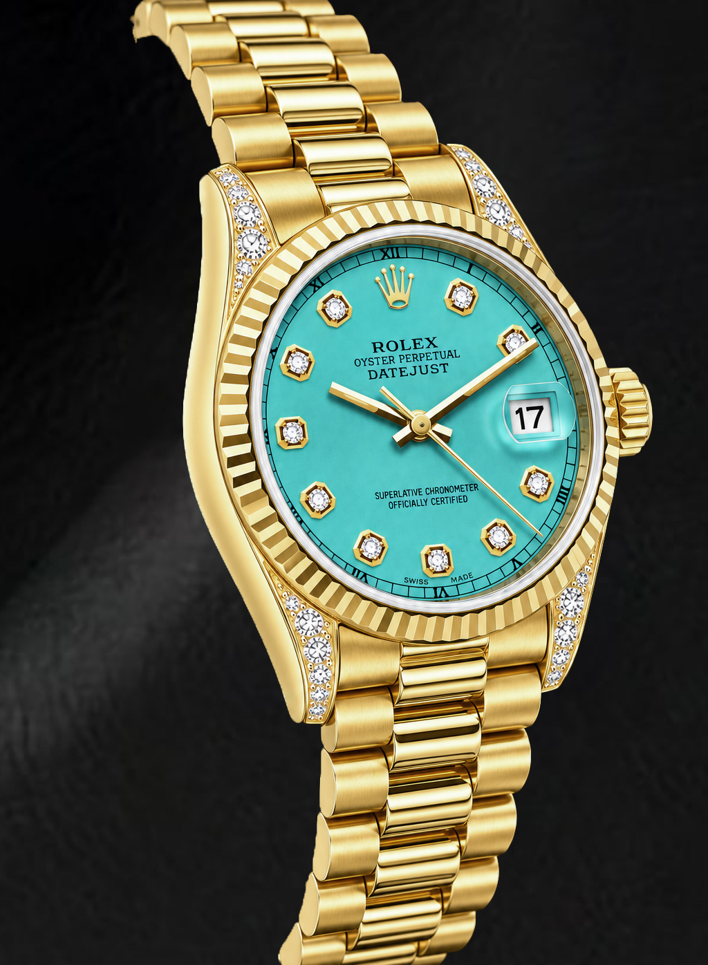 Rolex Datejust 69178 26mm Turquoise Diamond Dial Yellow Gold Watch
