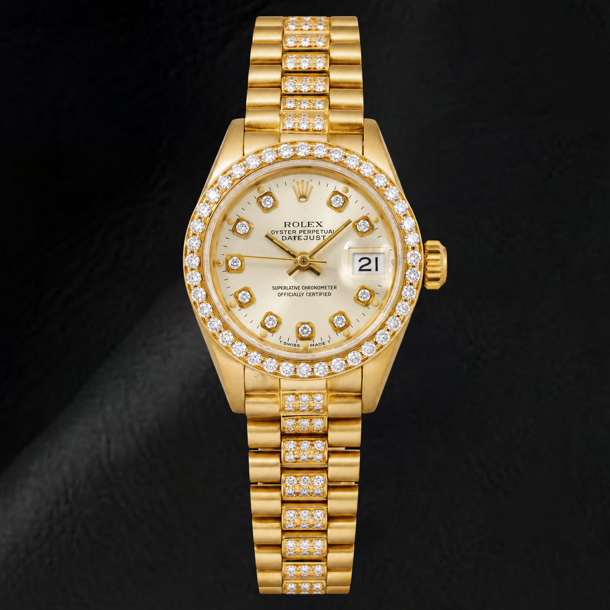 Rolex Datejust 69178 26mm White Diamond Dial Yellow Gold Watch