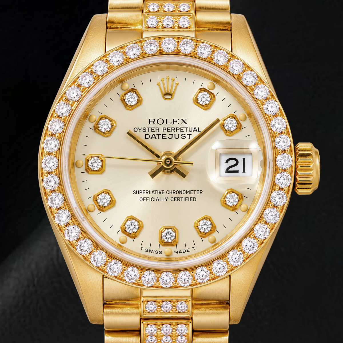 Rolex Datejust 69178 26mm White Diamond Dial Yellow Gold Watch