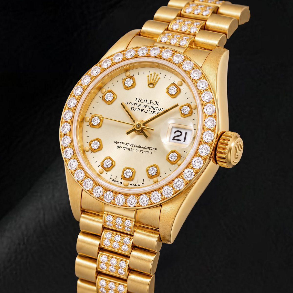 Rolex Datejust 69178 26mm White Diamond Dial Yellow Gold Watch