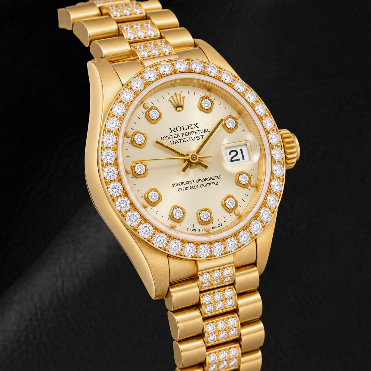 Rolex Datejust 69178 26mm White Diamond Dial Yellow Gold Watch