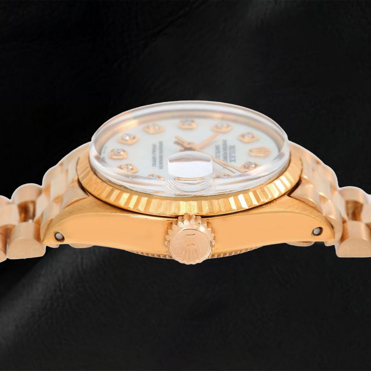 Rolex Datejust 69178 26mm White Mother of Pearl Diamond Dial Yellow Gold President Bracelet Watch