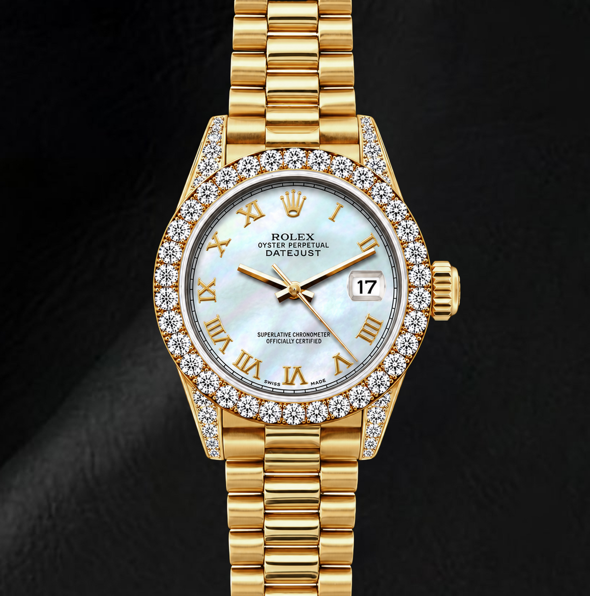 Rolex Datejust 69178 26mm White Mother of Pearl Roman Dial Yellow Gold Watch
