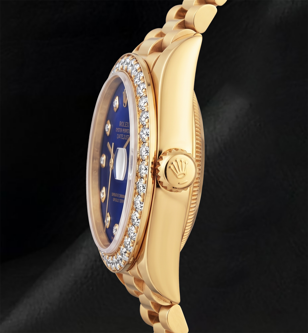 Rolex Datejust 69178 Blue Diamond Dial 26mm President Bracelet 18K Gold Watch