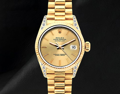 Rolex Datejust 69178 Champagne Dial 26mm President Bracelet Yellow Gold Watch 18K