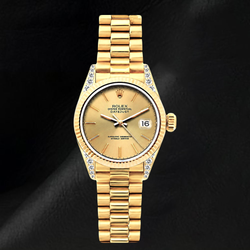 Rolex Datejust 69178 Champagne Dial 26mm President Bracelet Yellow Gold Watch 18K