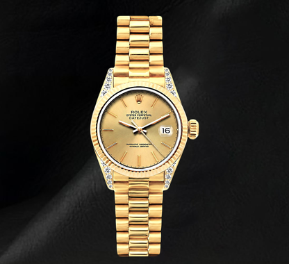 Rolex Datejust 69178 Champagne Dial 26mm President Bracelet Yellow Gold Watch 18K
