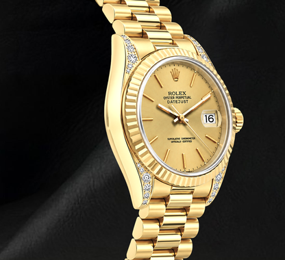 Rolex Datejust 69178 Champagne Dial 26mm President Bracelet Yellow Gold Watch 18K