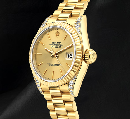Rolex Datejust 69178 Champagne Dial 26mm President Bracelet Yellow Gold Watch 18K