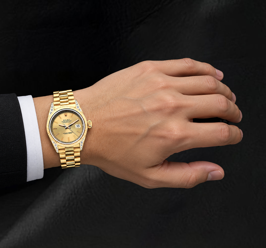 Rolex Datejust 69178 Champagne Dial 26mm President Bracelet Yellow Gold Watch 18K