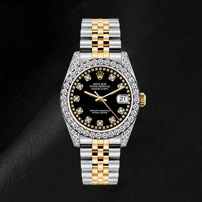 
Rolex Datejust 6917 26mm Black Diamond Dial Black String Diamond Dial Two Tone Watch
